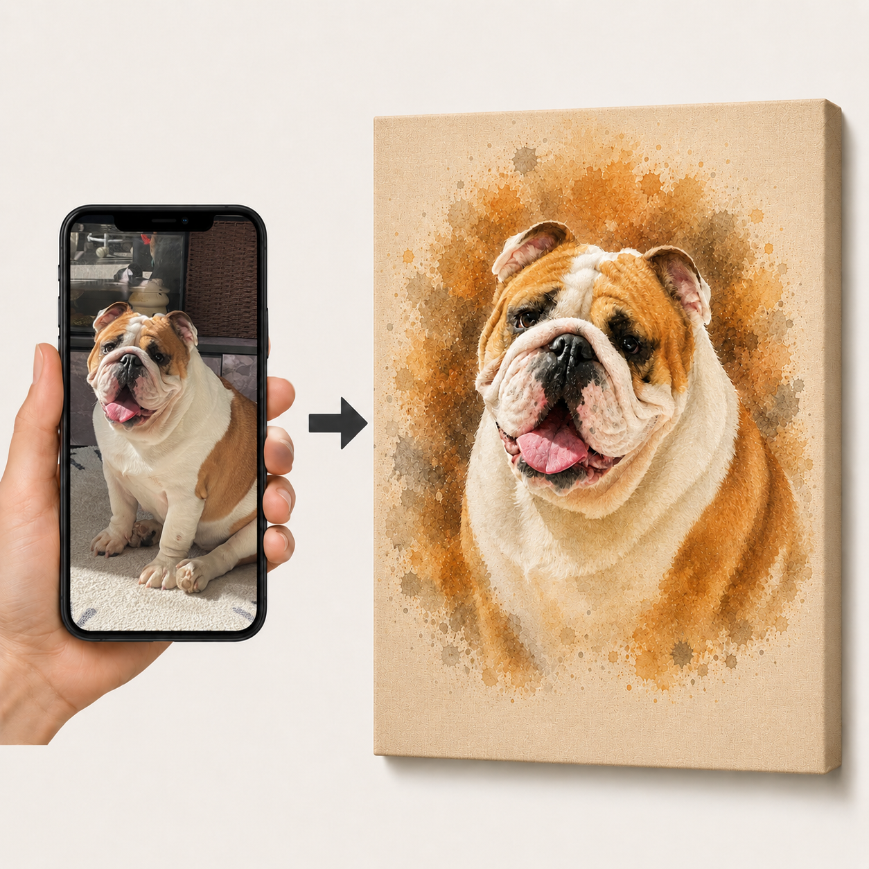 Custom Pet Portrait Canvas From Photo | Watercolor Portrait