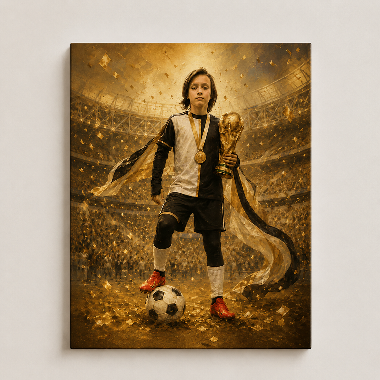 Custom Soccer Kid Portrait Canvas