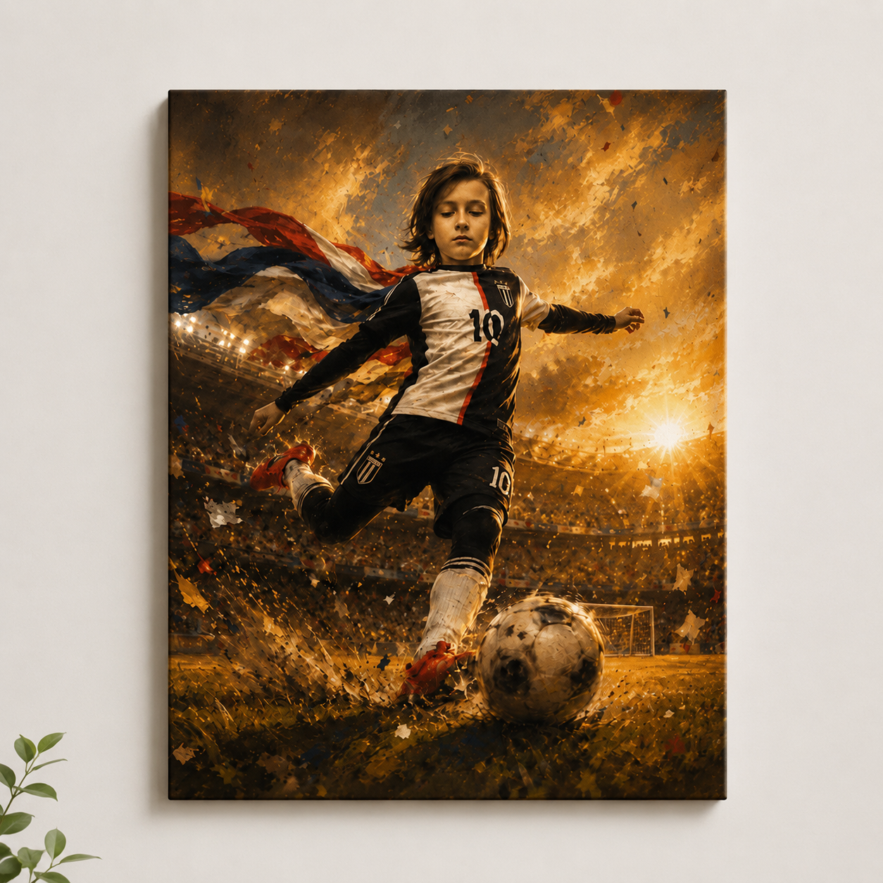Custom Soccer Kid Portrait Canvas