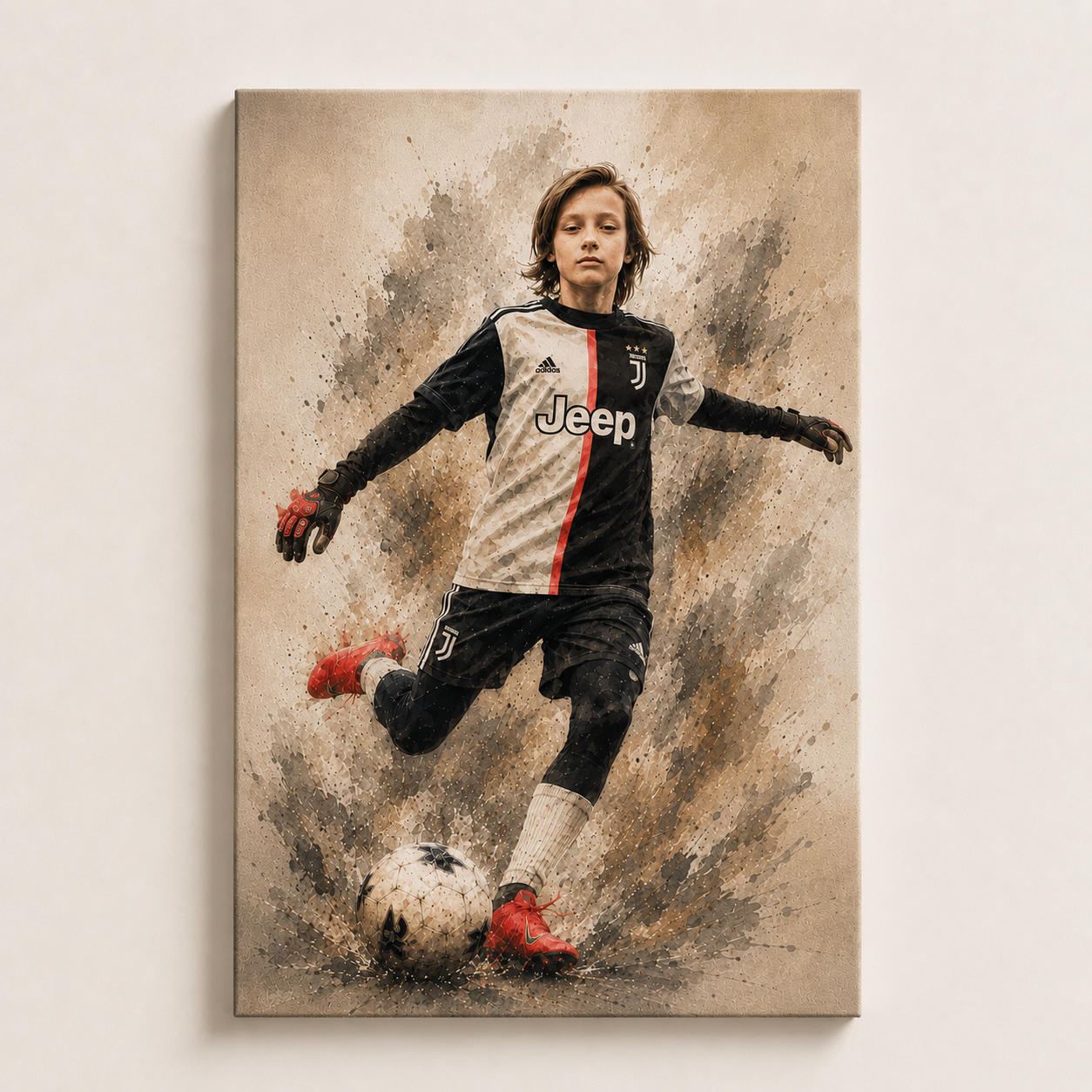 Custom Soccer Kid Portrait Canvas