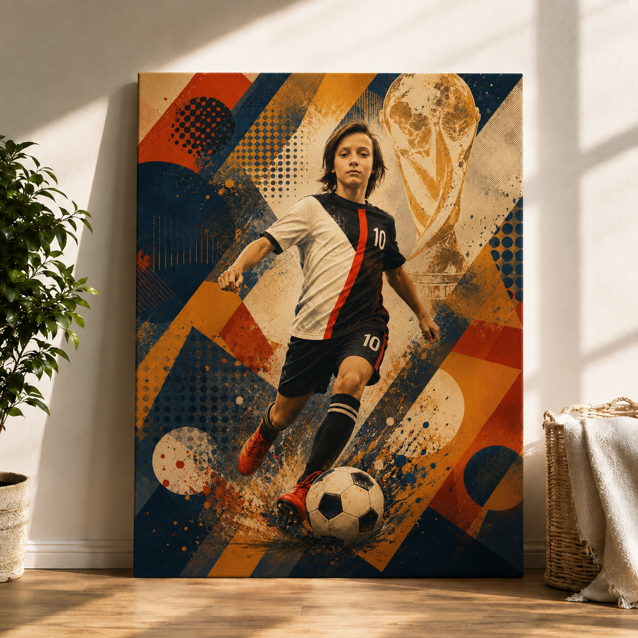 Custom Soccer Kid Portrait Canvas