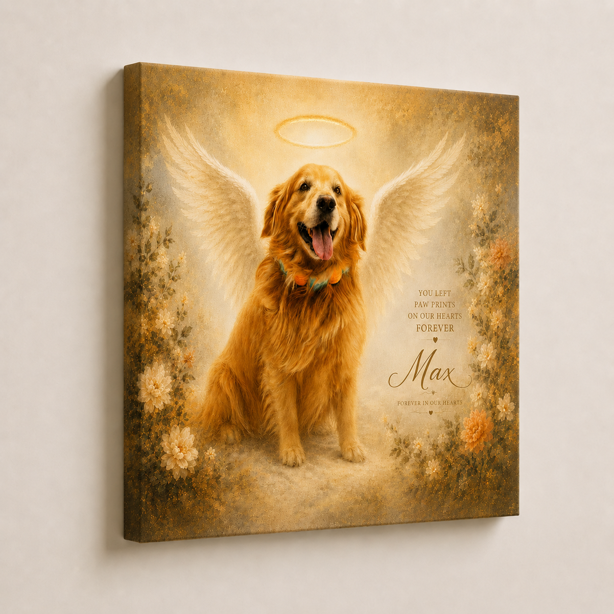 Custom Pet Memorial Portrait Canvas | Angel Wings Memorial