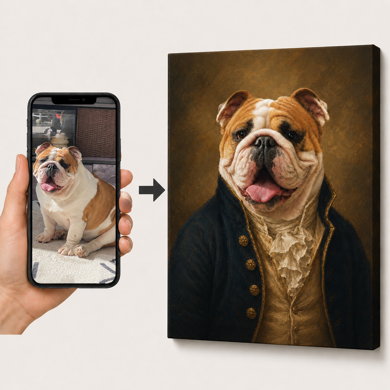 Custom Pet Portrait Canvas From Photo | Royal Portrait