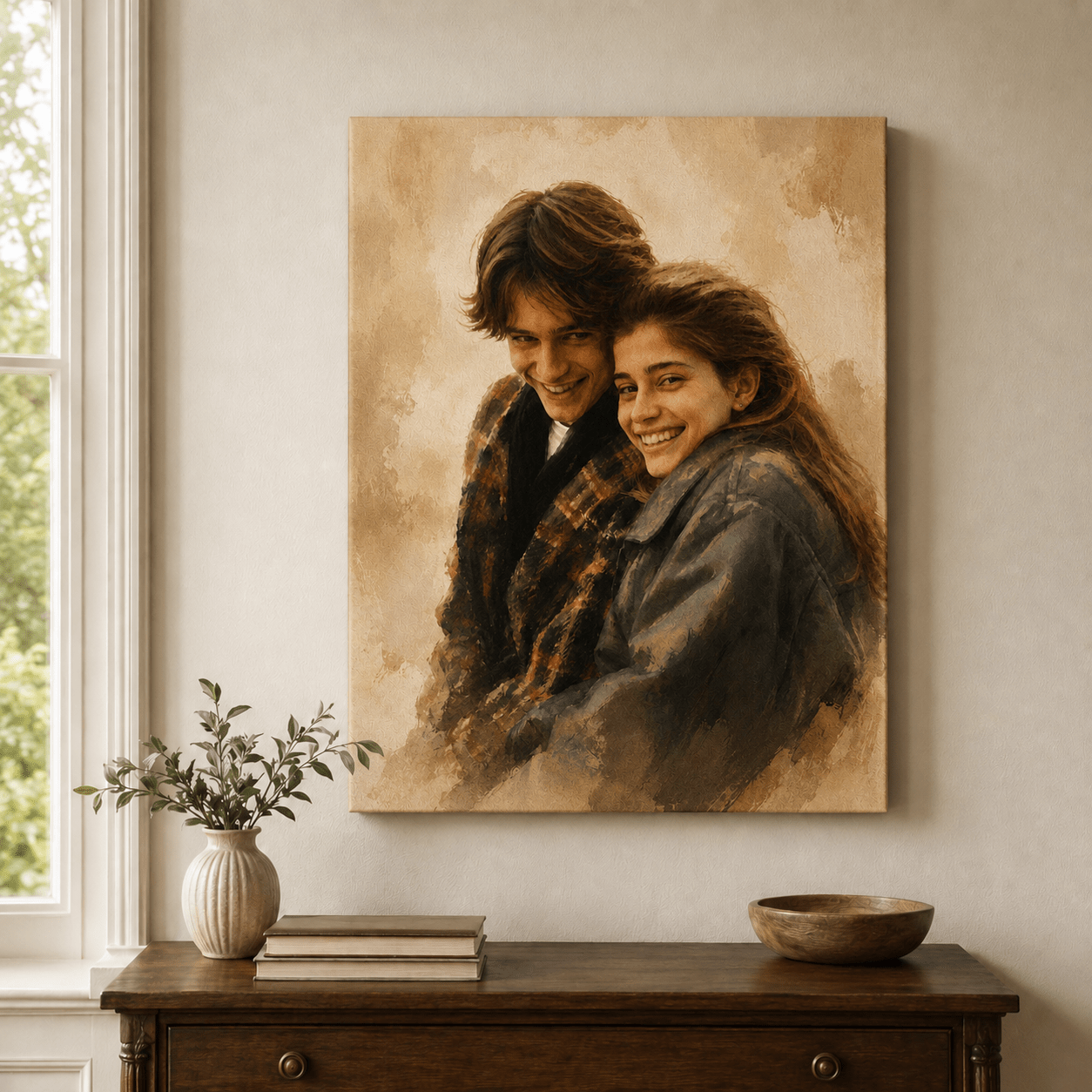 Custom Couple Portrait from Photo | Personalized Gallery Oil Portrait Canvas - CustomMemoryArt