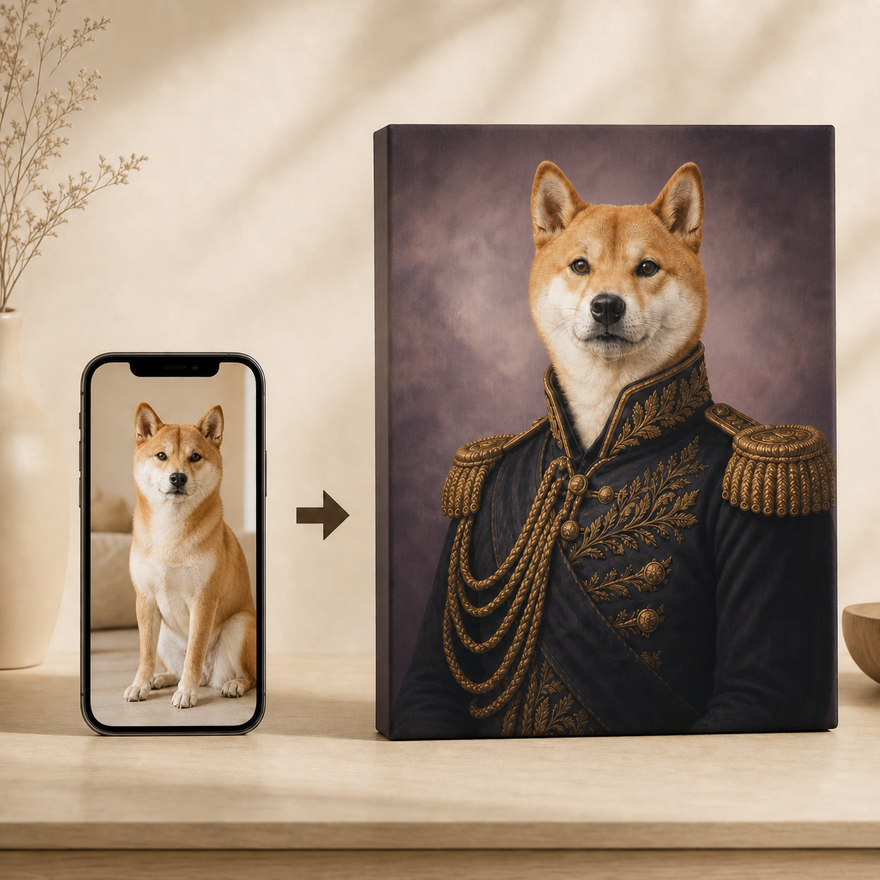 Custom General Pet Portrait Canvas From Photo