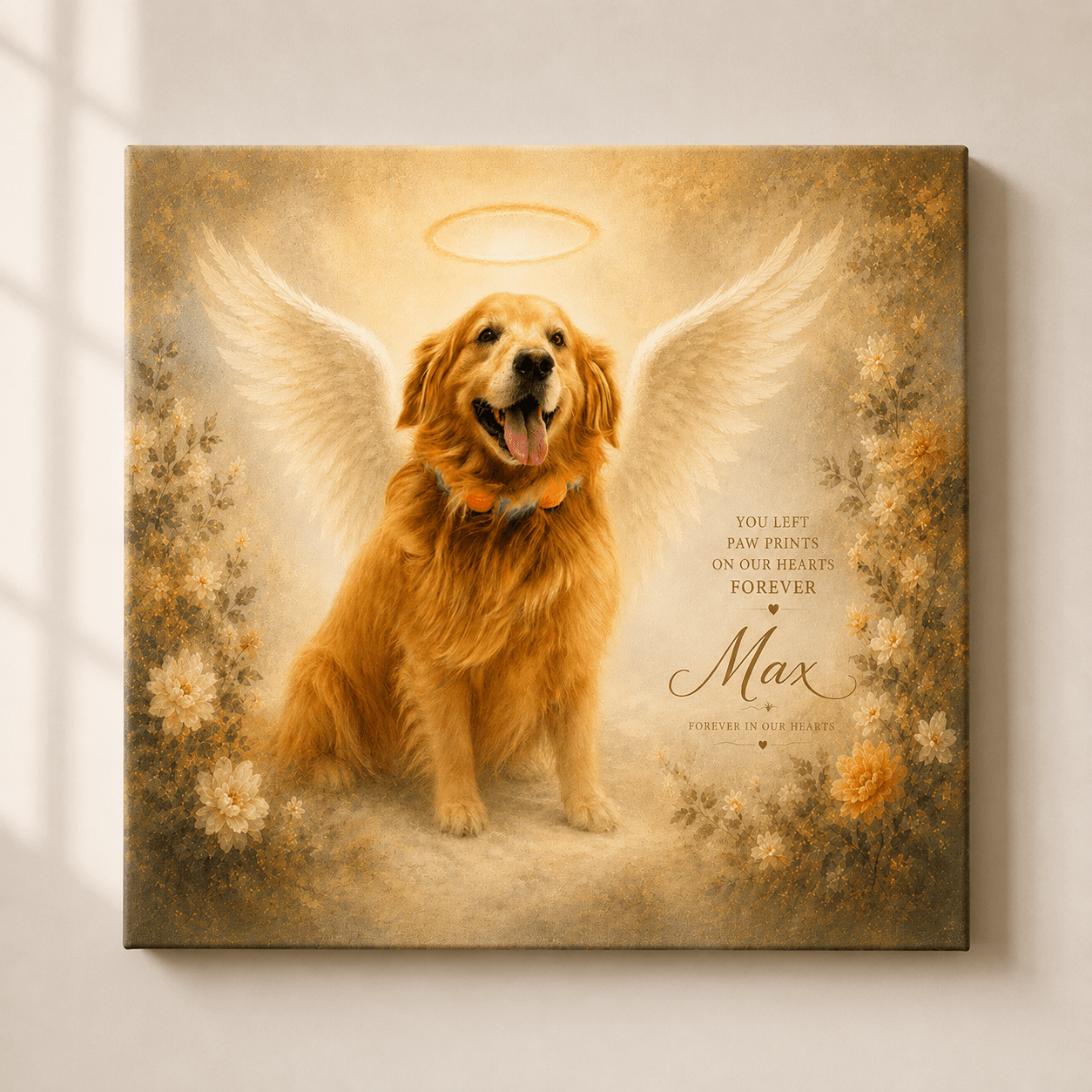 Custom Pet Memorial Portrait Canvas | Angel Wings Memorial - CustomMemoryArt