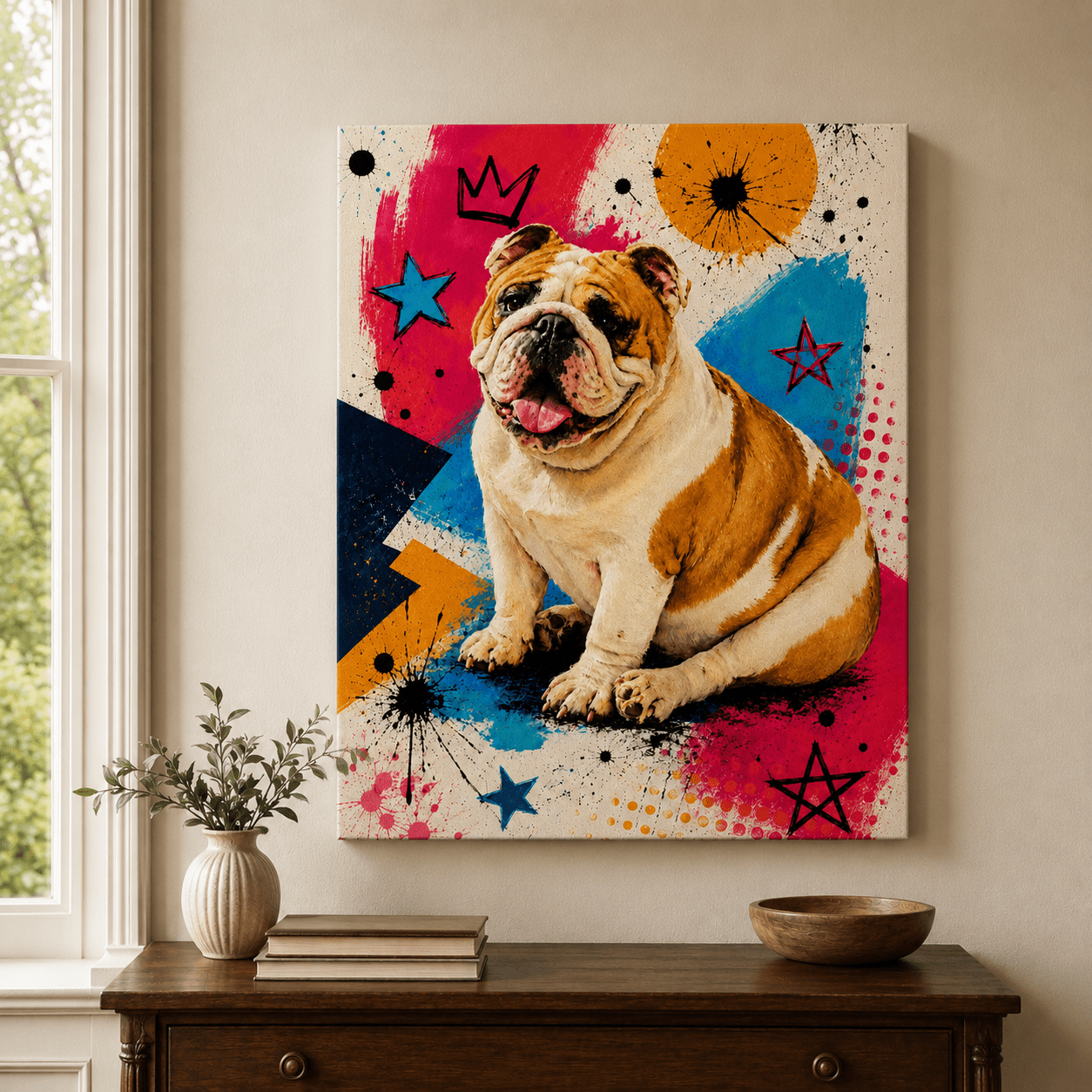 Custom Pet Portrait Canvas From Photo | Modern Pop Art Portrait - CustomMemoryArt