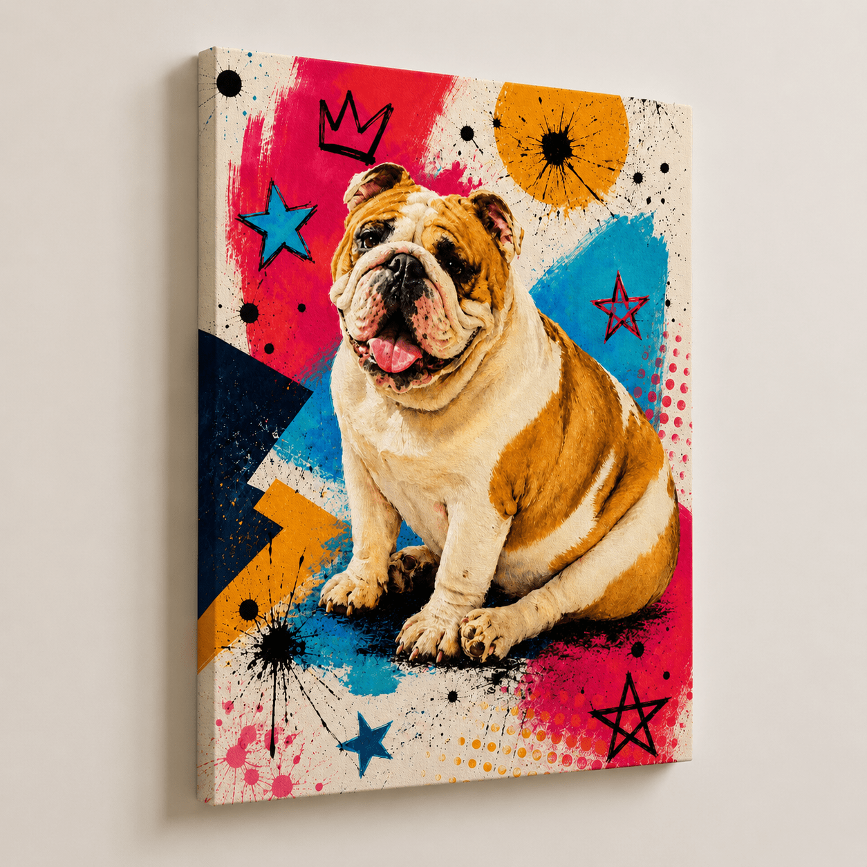 Custom Pet Portrait Canvas From Photo | Modern Pop Art Portrait - CustomMemoryArt