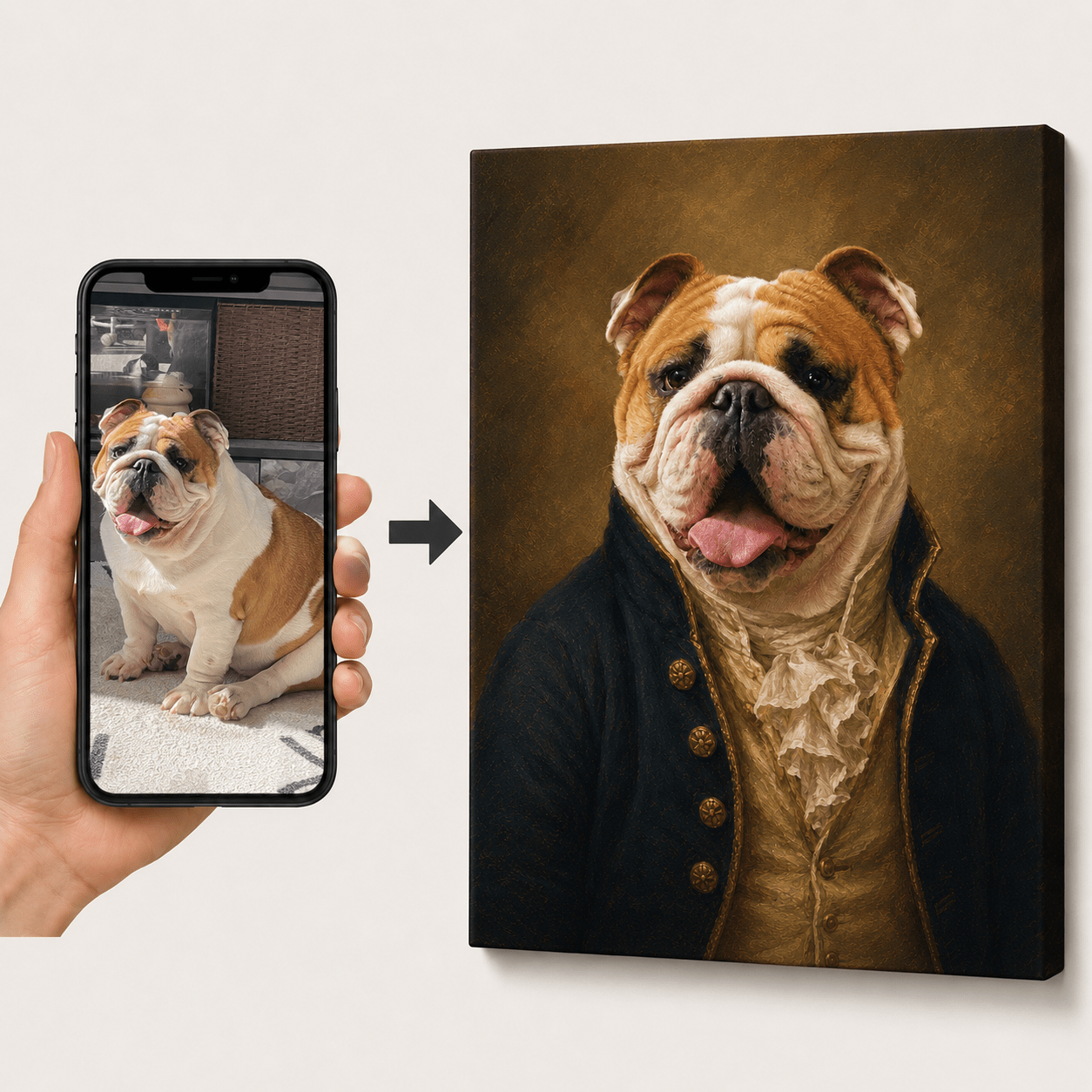 Custom Pet Portrait Canvas From Photo | Royal Portrait - CustomMemoryArt