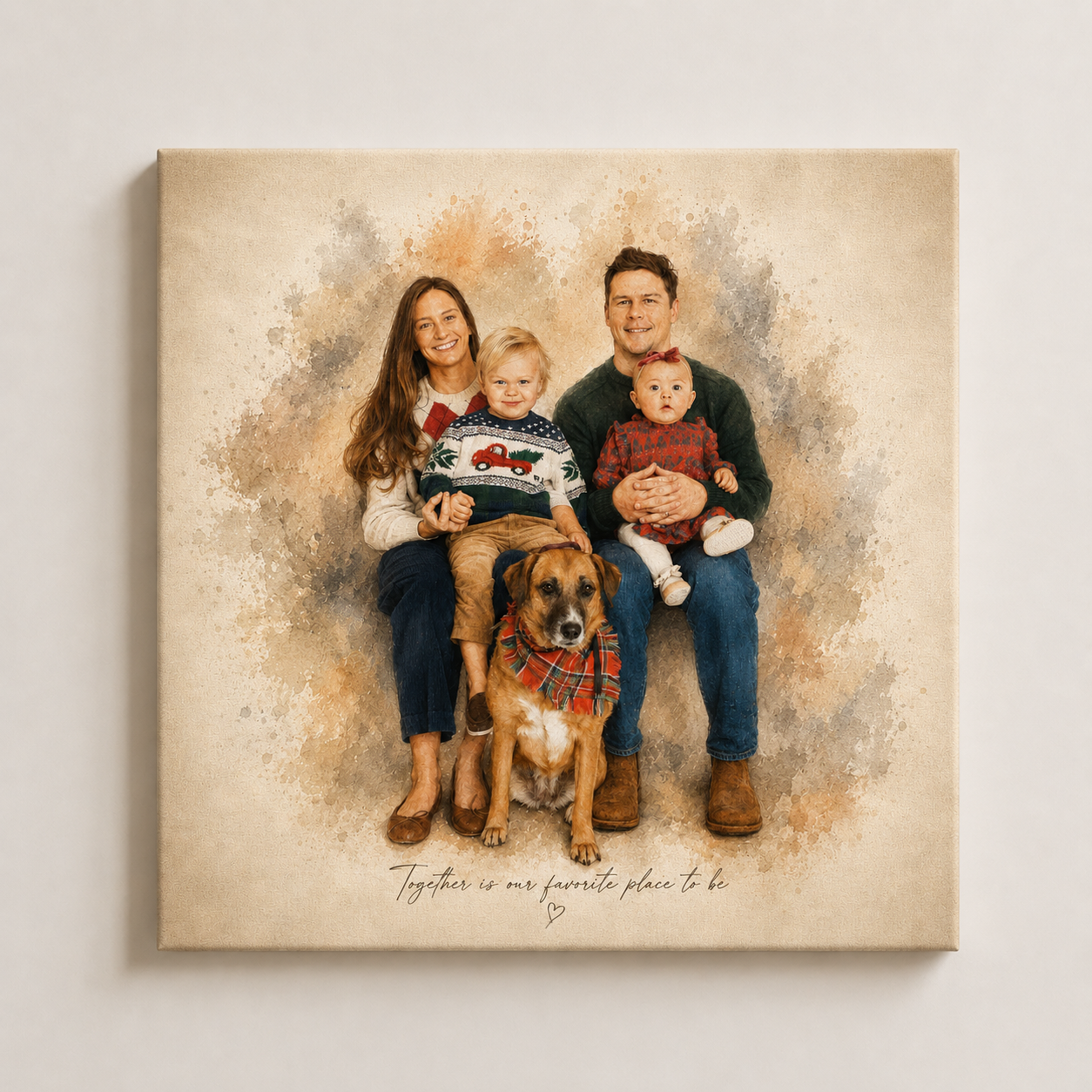 Custom Family Portrait Canvas from Photo – Personalized Faceless Portrait
