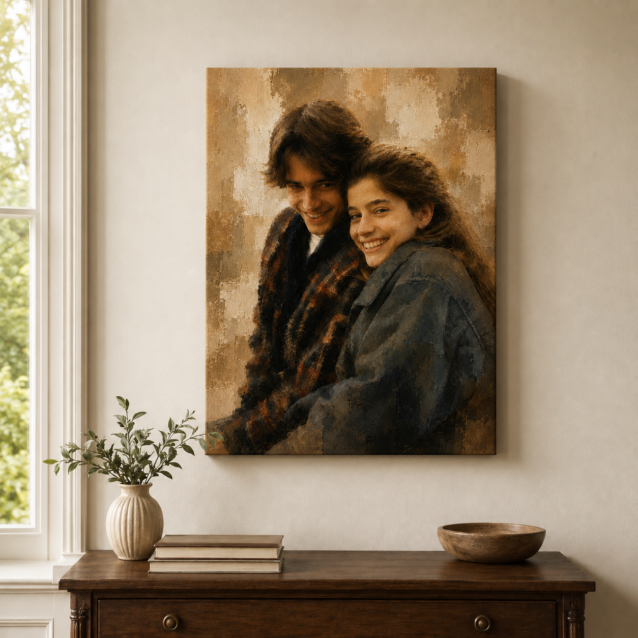 Custom Couple Portrait from Photo | Personalized Romantic Watercolor Canvas