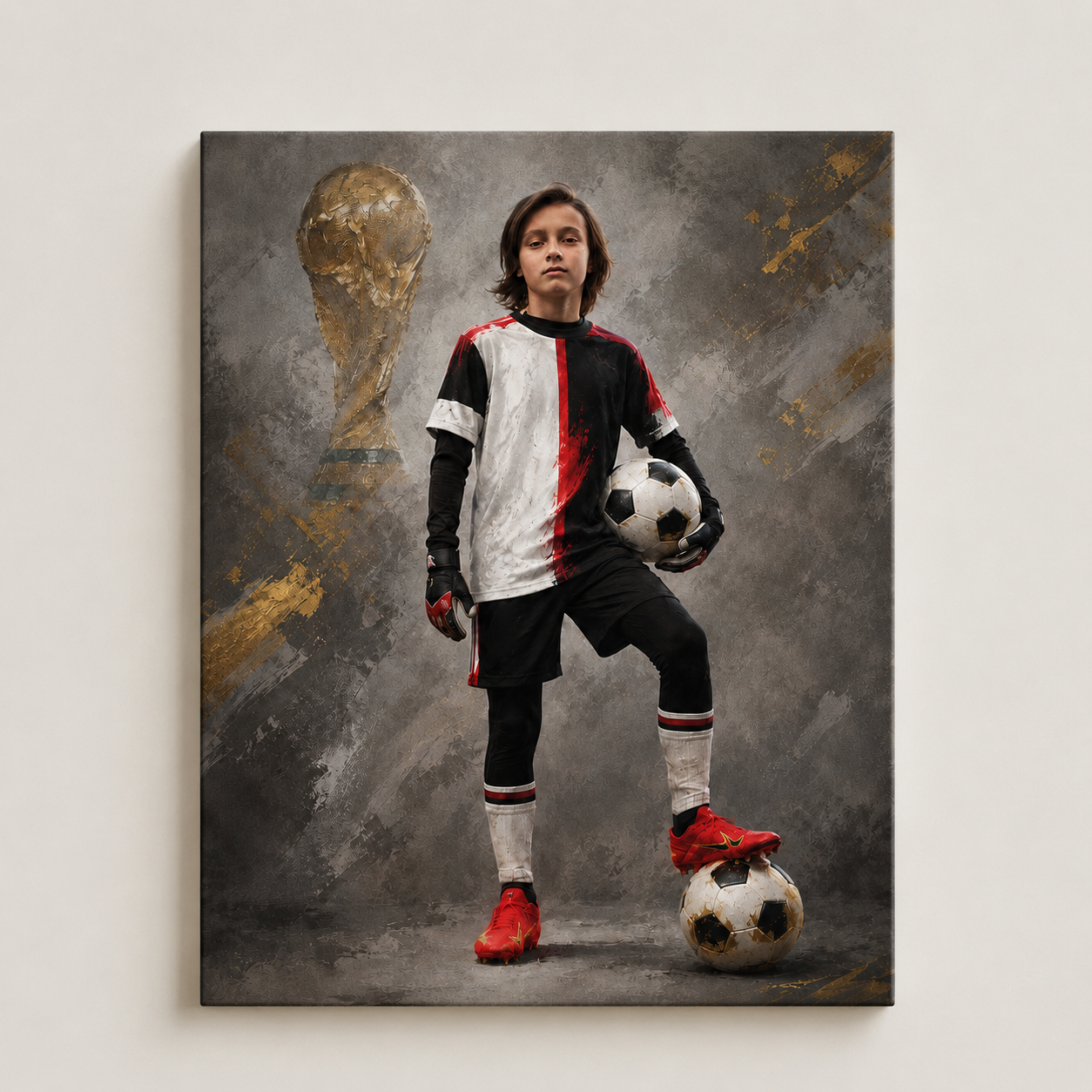 Custom Soccer Kid Portrait Canvas
