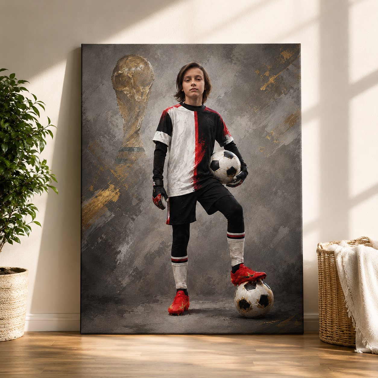 Custom Soccer Kid Portrait Canvas