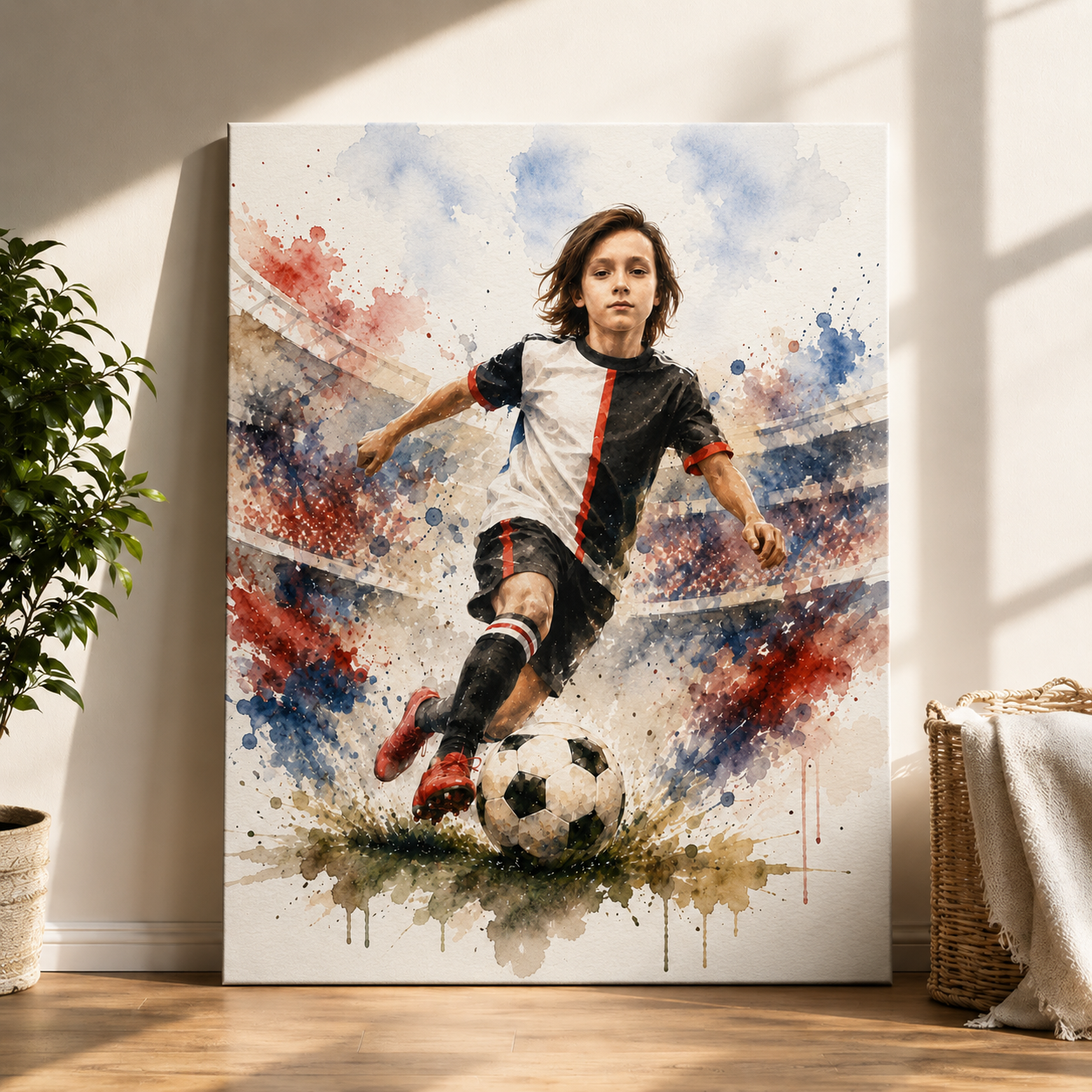 Custom Soccer Kid Portrait Canvas