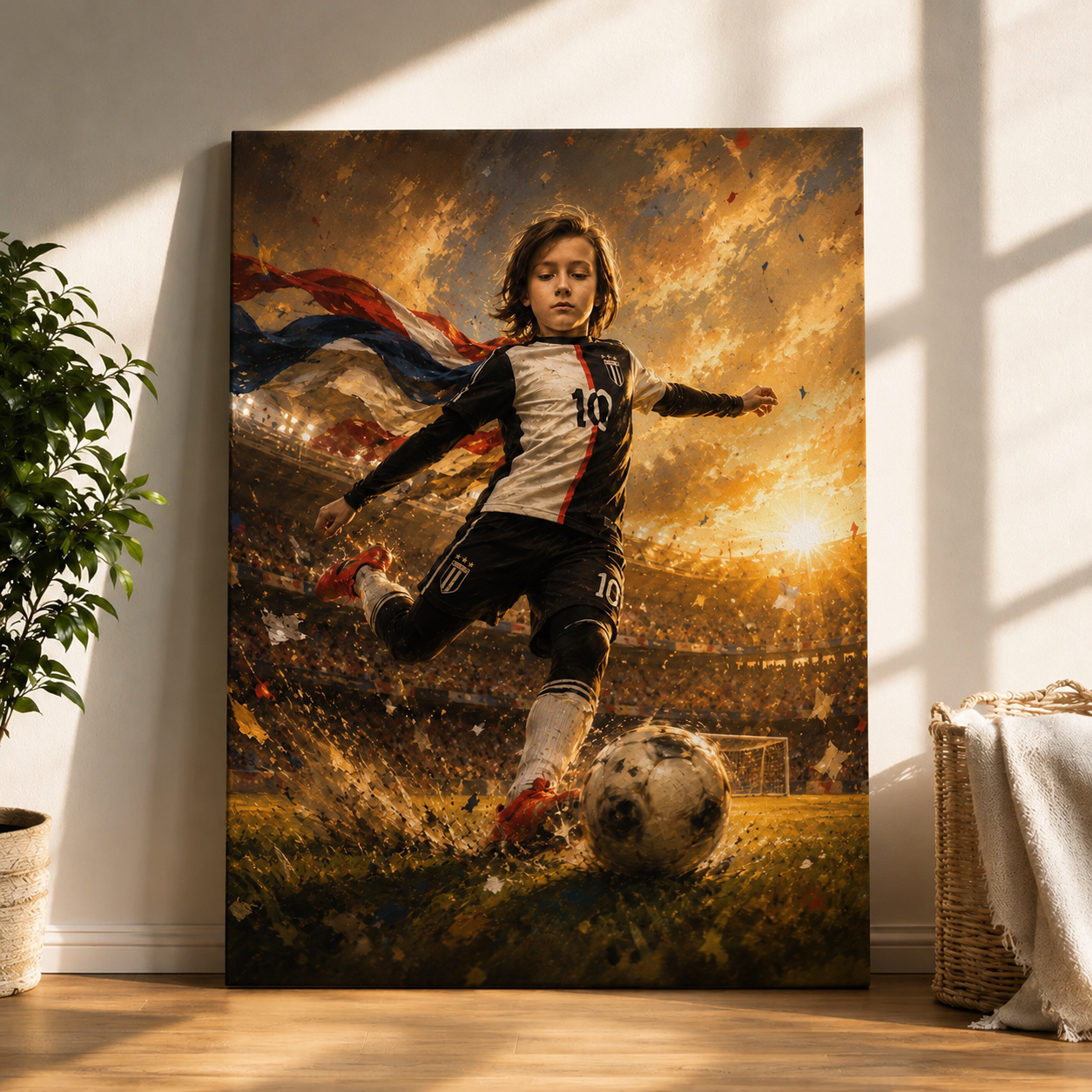 Custom Soccer Kid Portrait Canvas