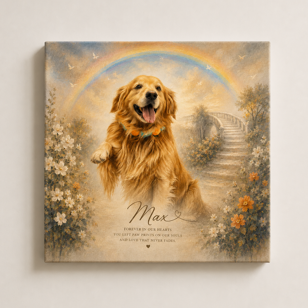 Custom Pet Memorial Portrait Canvas | Rainbow Bridge Portrait