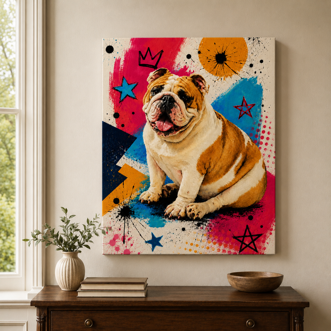 Custom Pet Portrait Canvas From Photo | Modern Pop Art Portrait