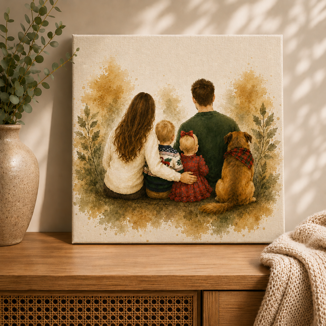 Custom Family Portrait Canvas from Photo – Personalized Gallery Oil Portrait