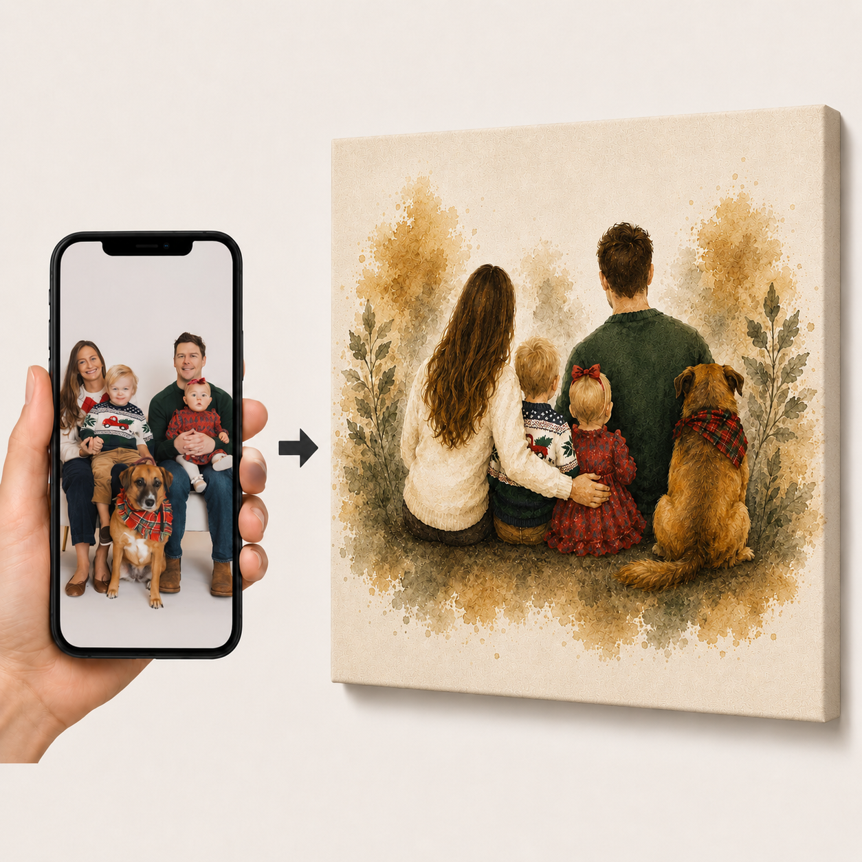 Custom Family Portrait Canvas from Photo – Personalized Faceless Portrait