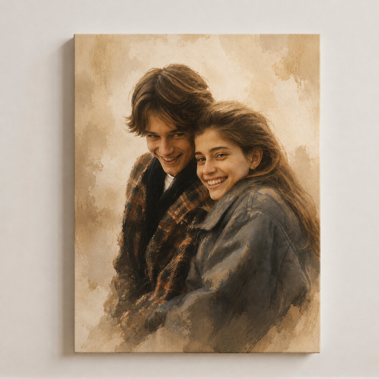 Custom Couple Portrait from Photo | Personalized Editorial Minimalist Canvas