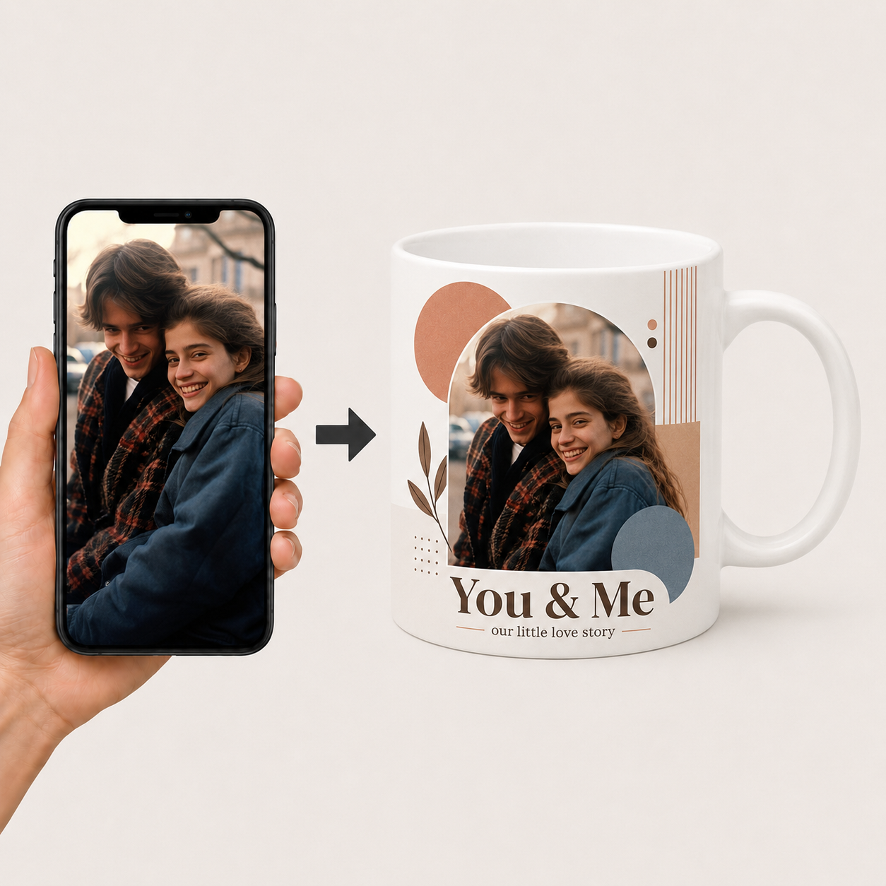 Custom Couple Portrait Mug from Photo | Modern Boho Portrait Mug