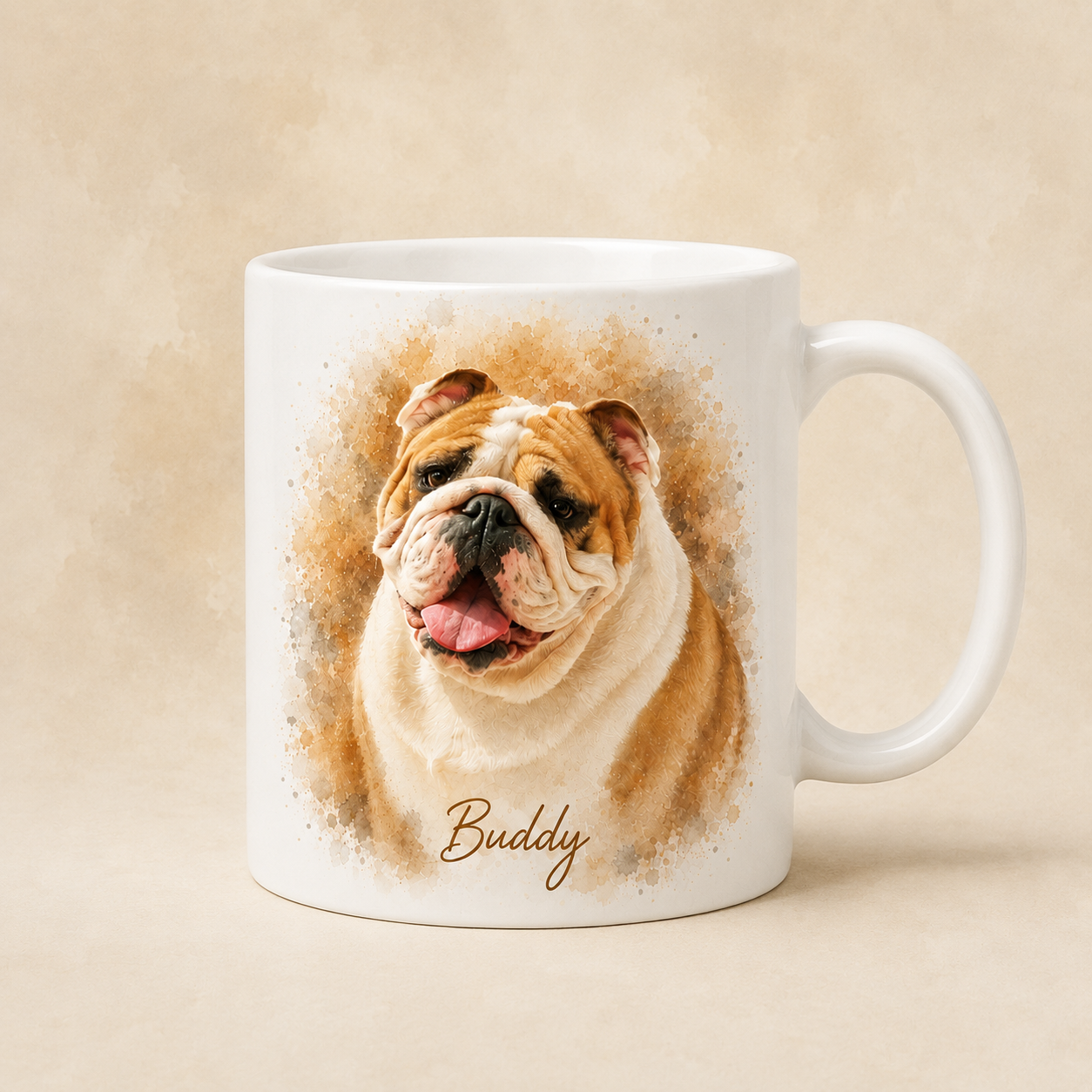Custom Dog Portrait Mug from Photo | Personalized Pet Modern Boho Mug