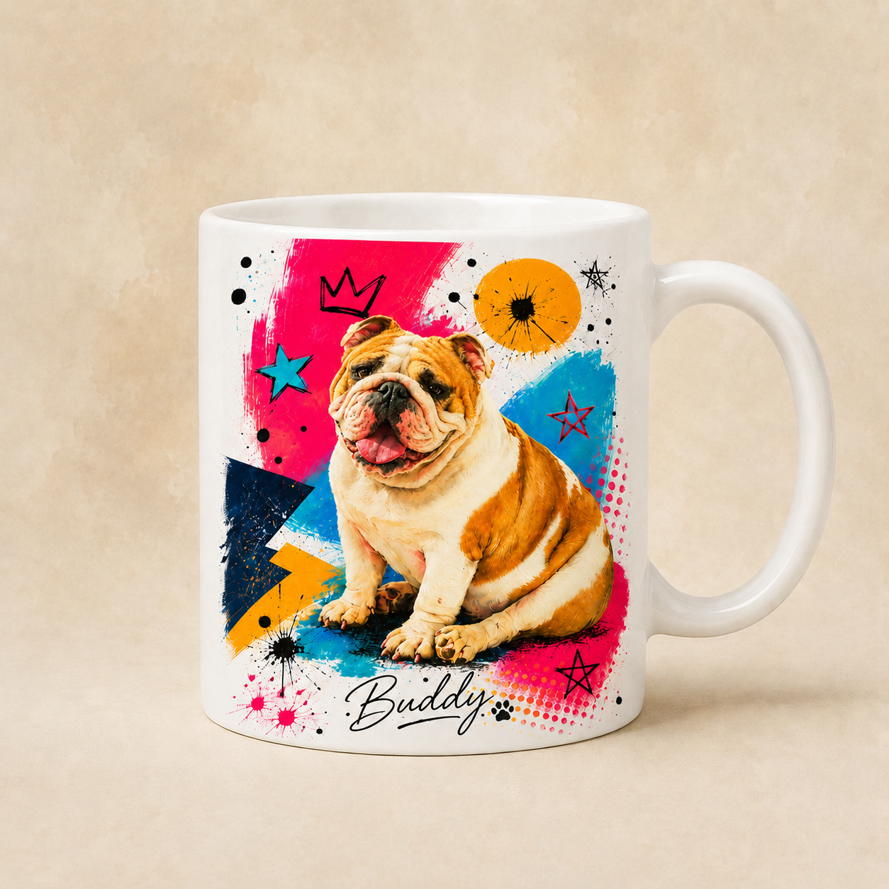 Custom Dog Portrait Mug from Photo | Personalized Pet Modern Boho Mug