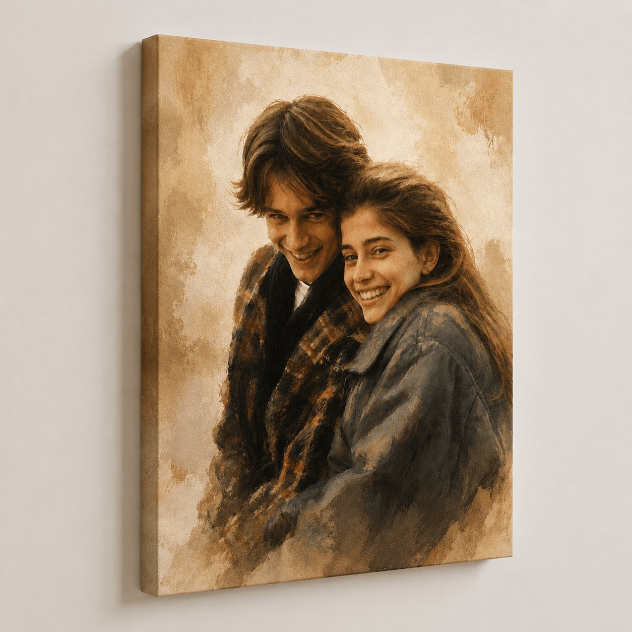 Custom Couple Portrait from Photo | Personalized Editorial Minimalist Canvas - CustomMemoryArt