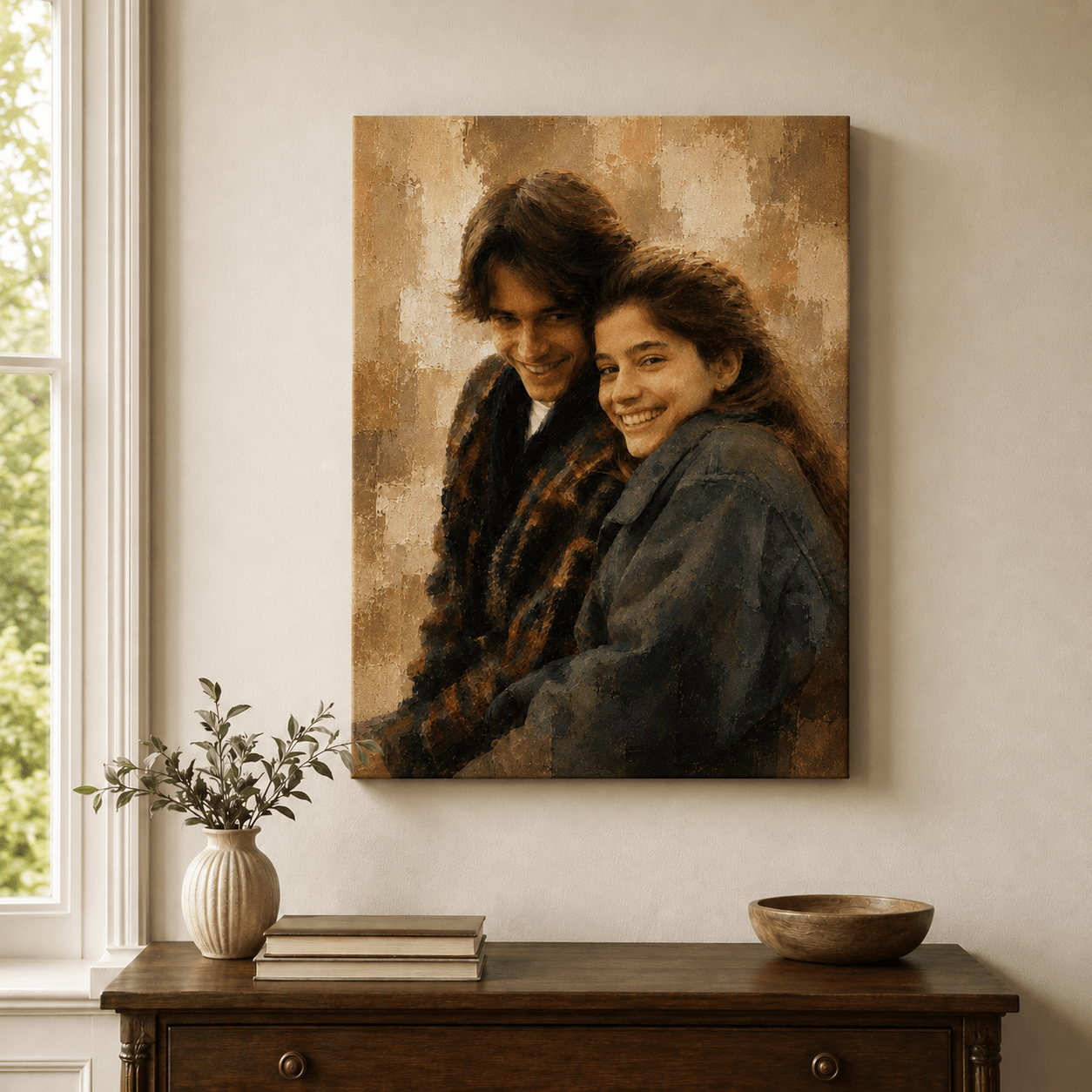 Custom Couple Portrait from Photo | Personalized Gallery Oil Portrait Canvas - CustomMemoryArt
