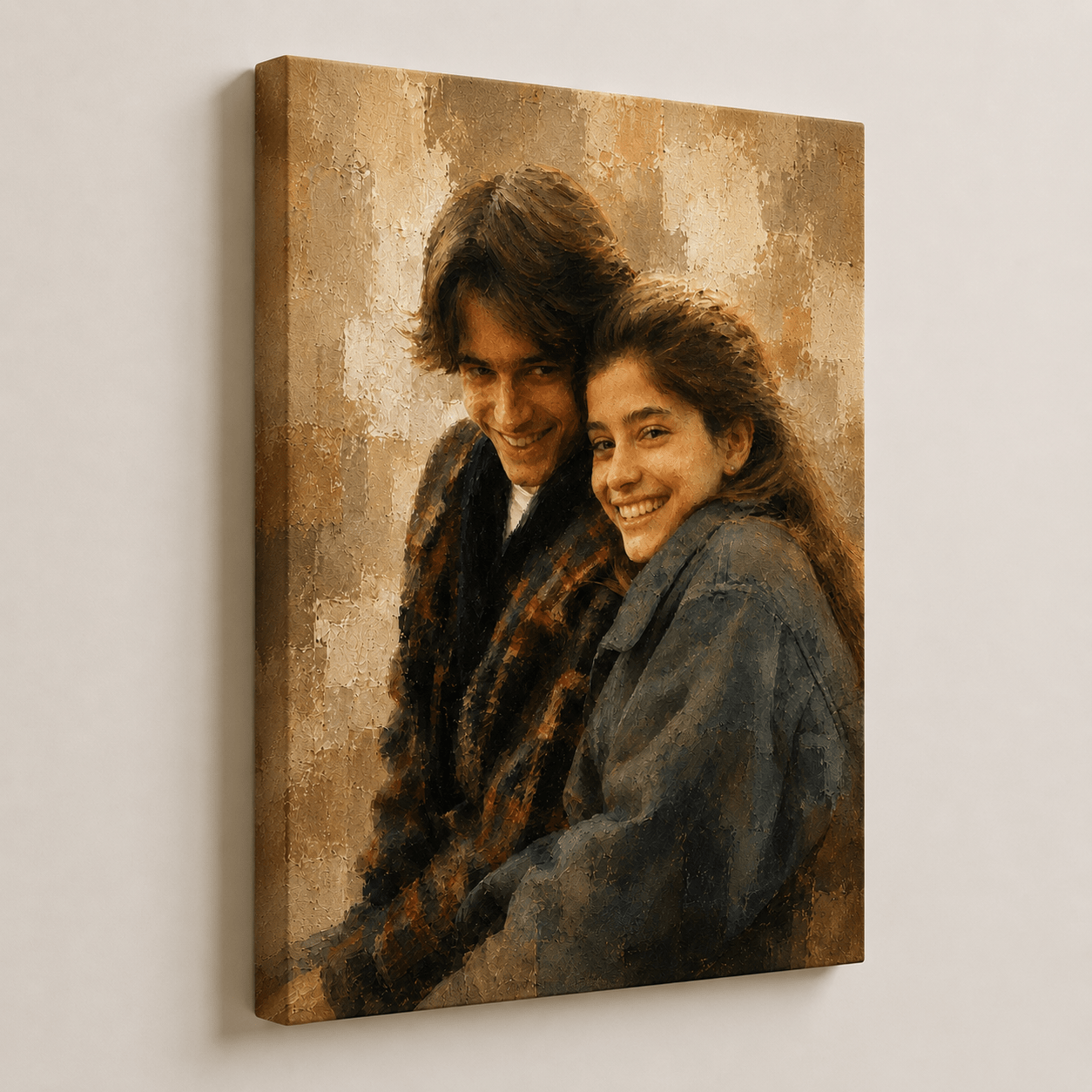 Custom Couple Portrait from Photo | Personalized Gallery Oil Portrait Canvas - CustomMemoryArt