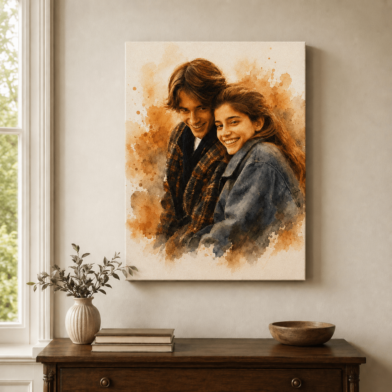 Custom Couple Portrait from Photo | Personalized Gallery Oil Portrait Canvas - CustomMemoryArt