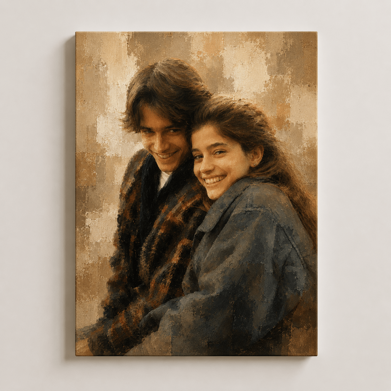 Custom Couple Portrait from Photo | Personalized Gallery Oil Portrait Canvas - CustomMemoryArt