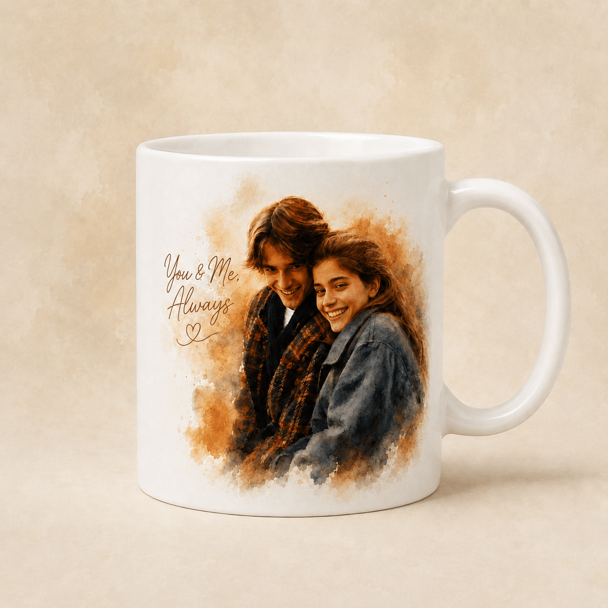 Custom Couple Portrait Mug from Photo | Modern Boho Portrait Mug - CustomMemoryArt