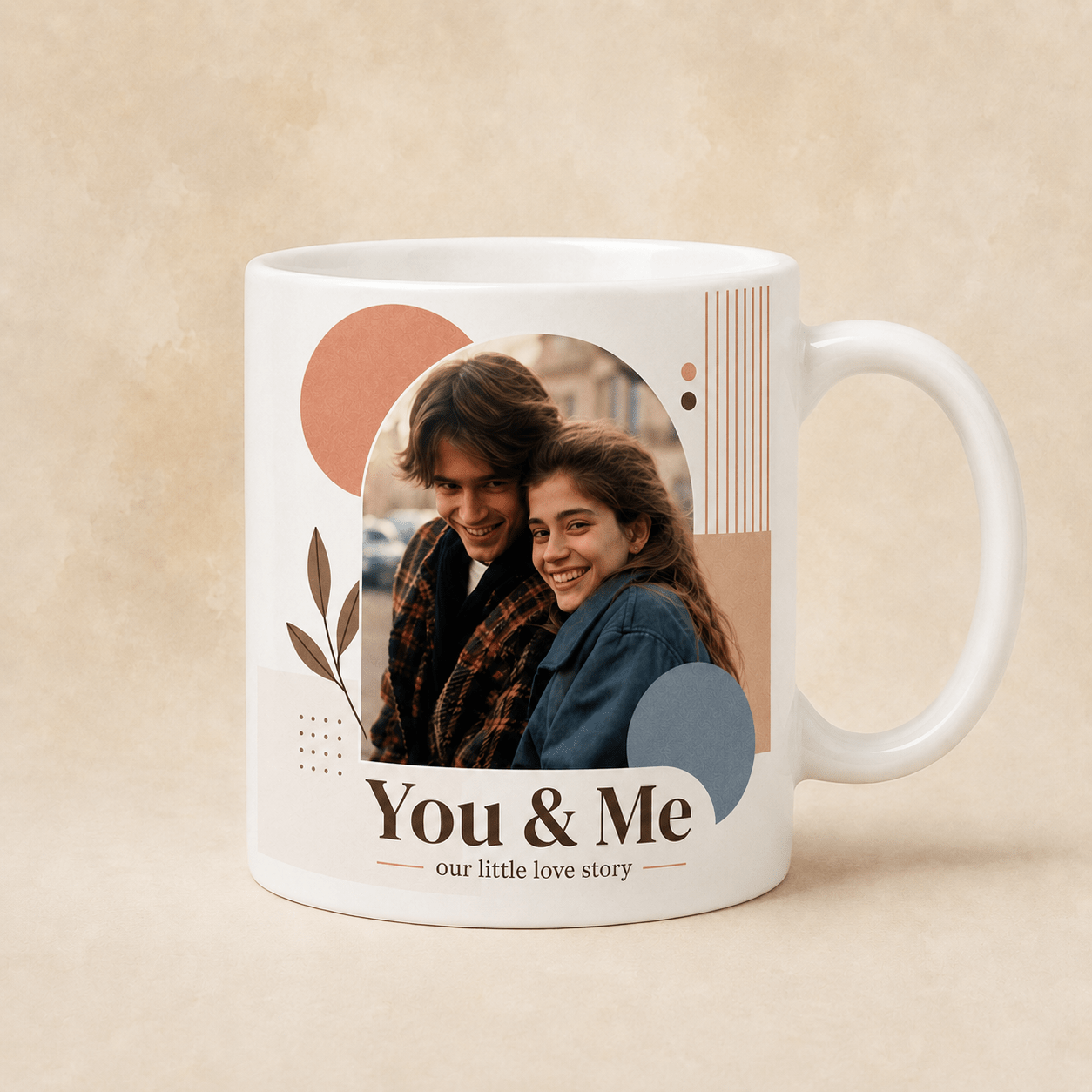Custom Couple Portrait Mug from Photo | Modern Boho Portrait Mug - CustomMemoryArt