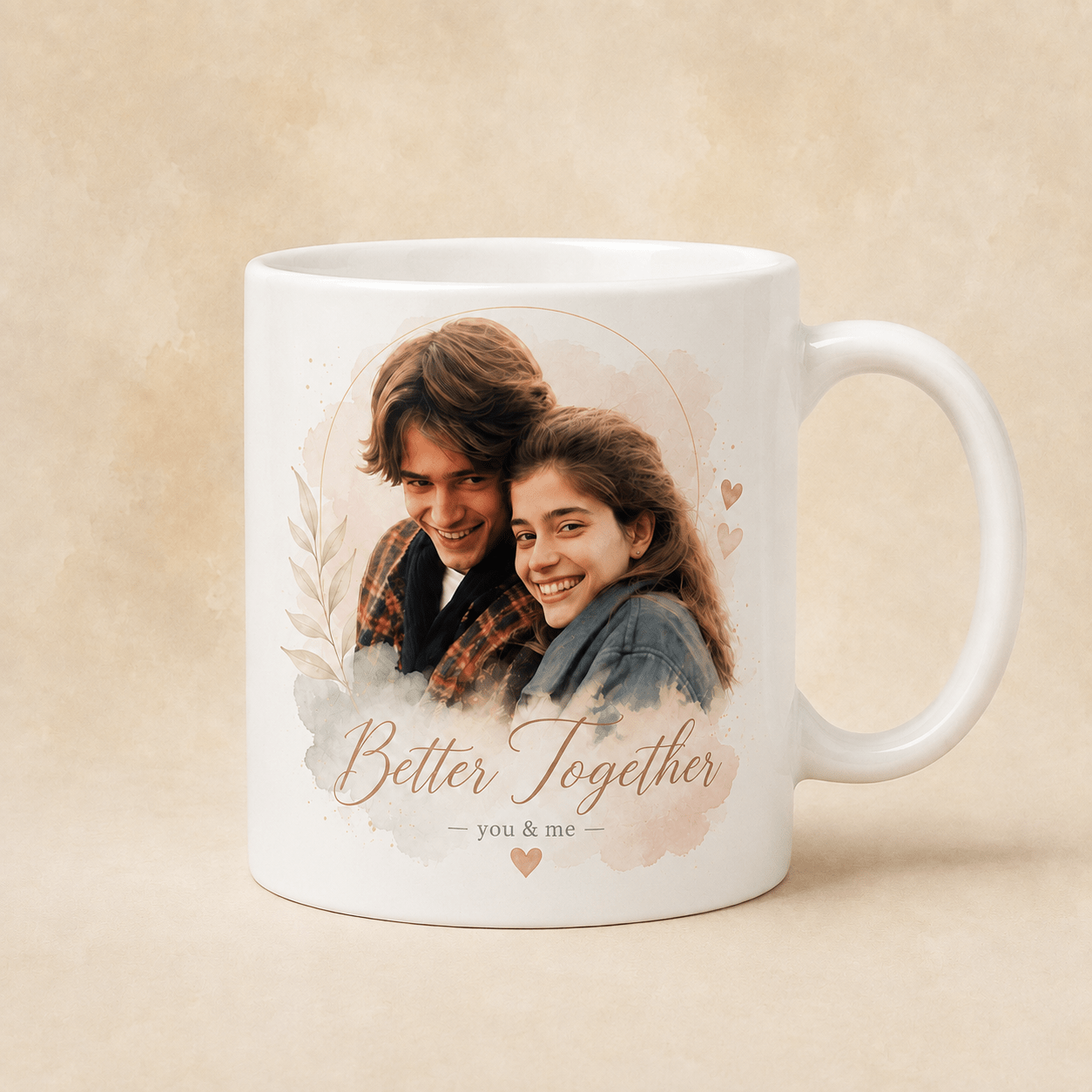 Custom Couple Portrait Mug from Photo | Modern Boho Portrait Mug - CustomMemoryArt