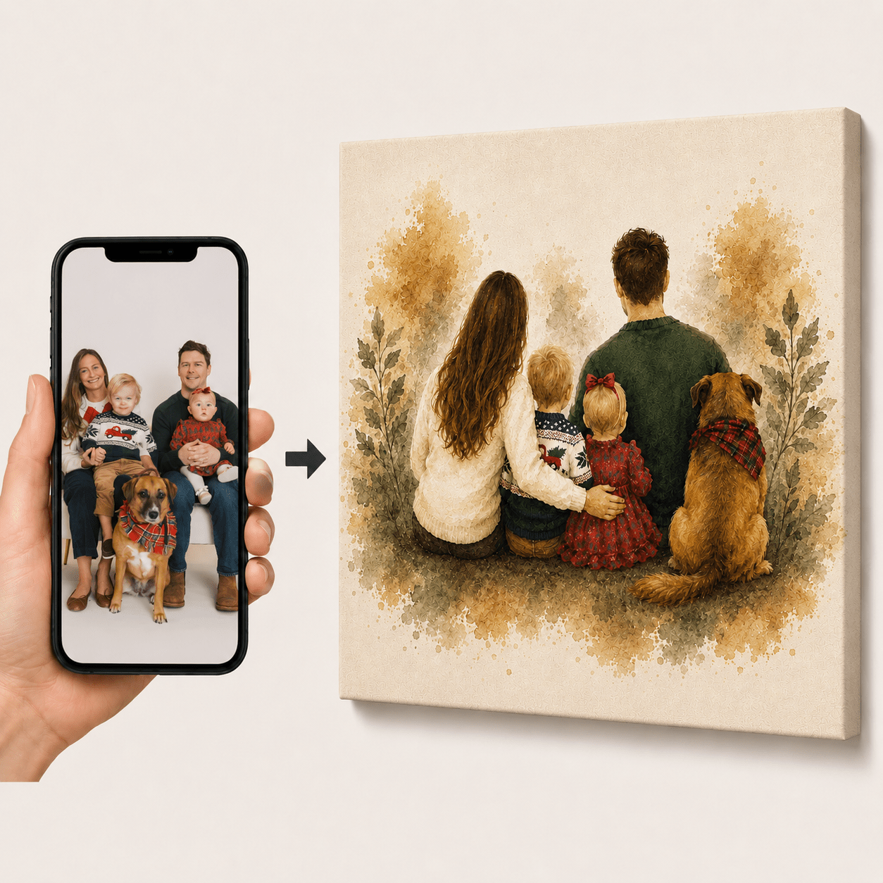 Custom Family Portrait Canvas from Photo – Personalized Faceless Portrait - CustomMemoryArt