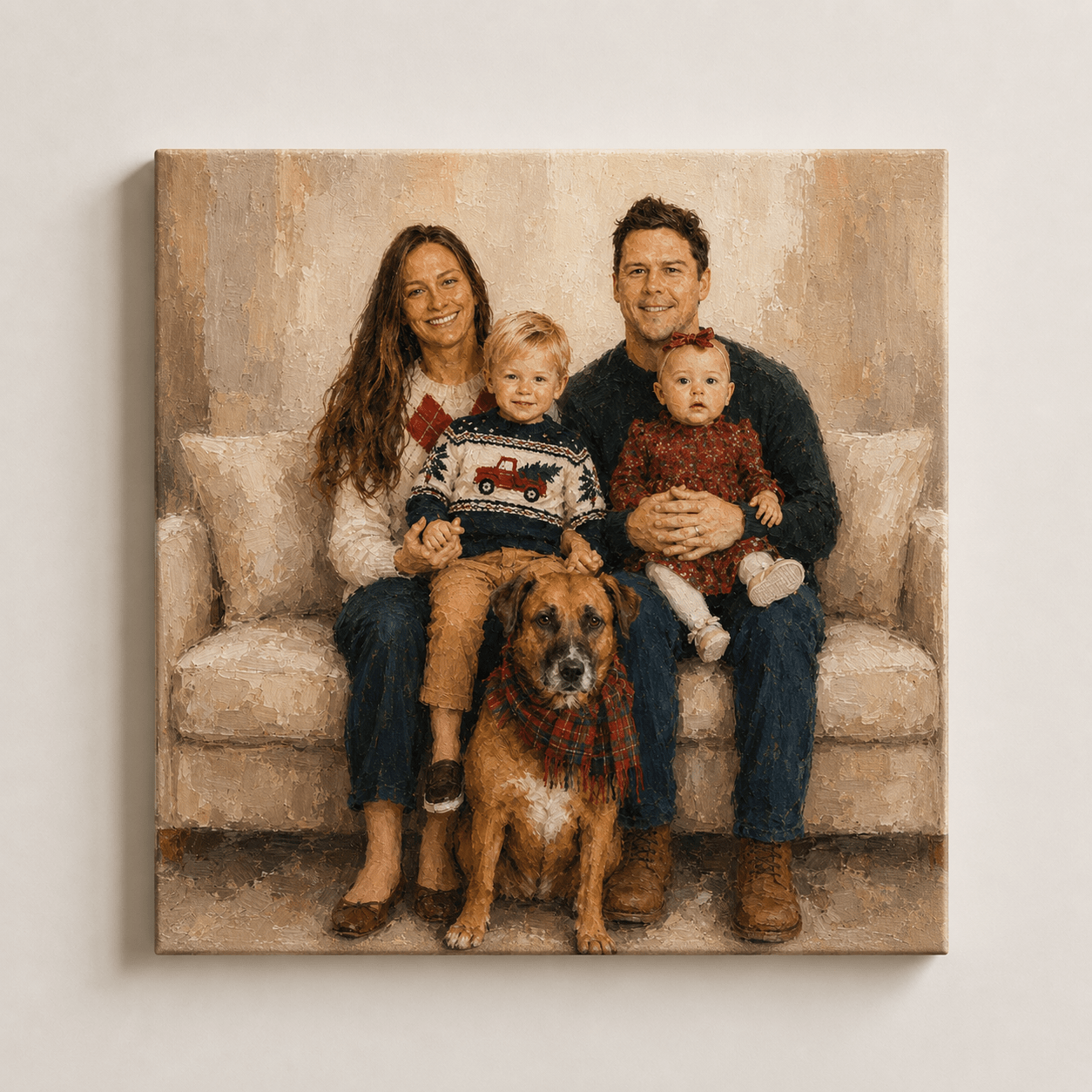 Custom Family Portrait Canvas from Photo – Personalized Gallery Oil Portrait - CustomMemoryArt