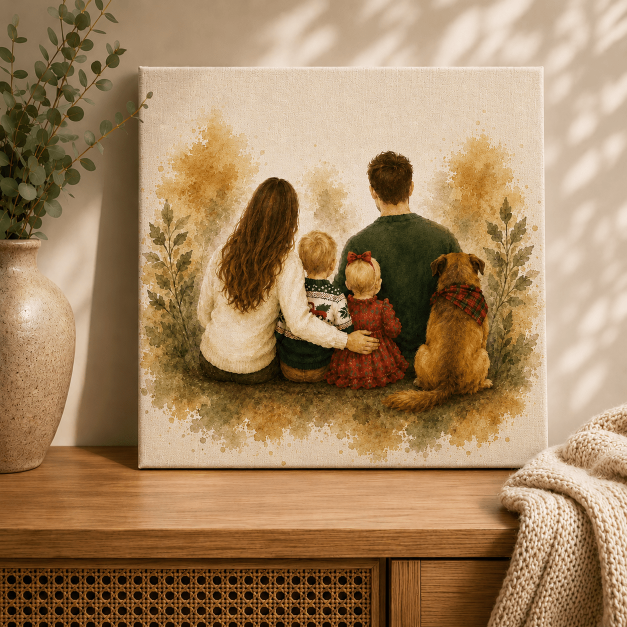 Custom Family Portrait Canvas from Photo – Personalized Gallery Oil Portrait - CustomMemoryArt