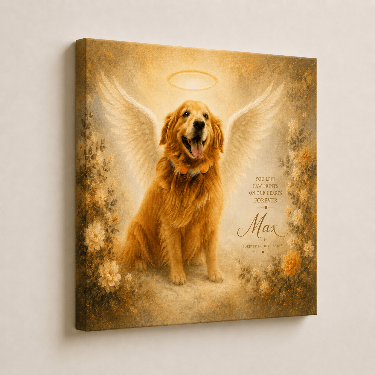 Custom Pet Memorial Portrait Canvas | Angel Wings Memorial - CustomMemoryArt