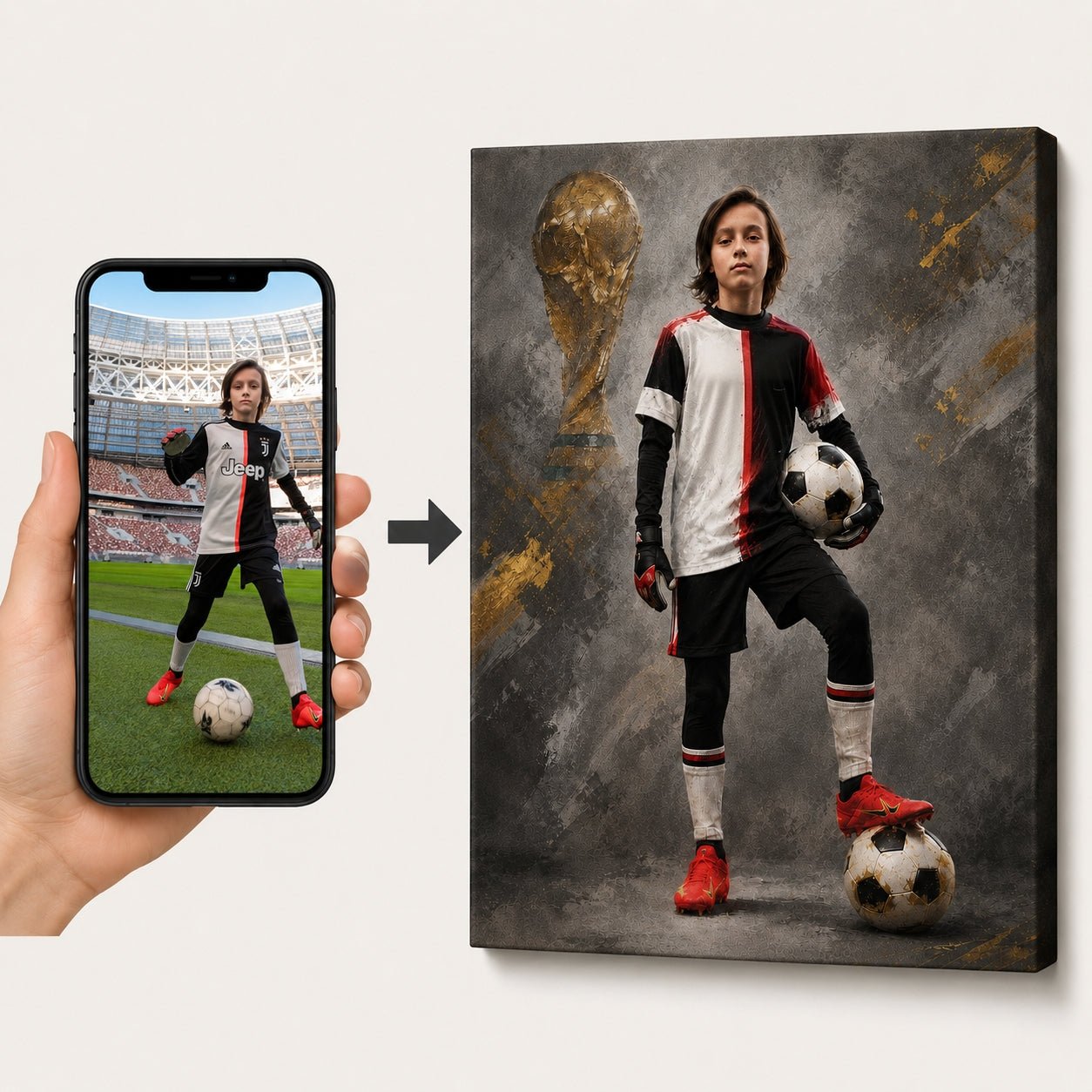 Custom Soccer Kid Portrait Canvas - CustomMemoryArt