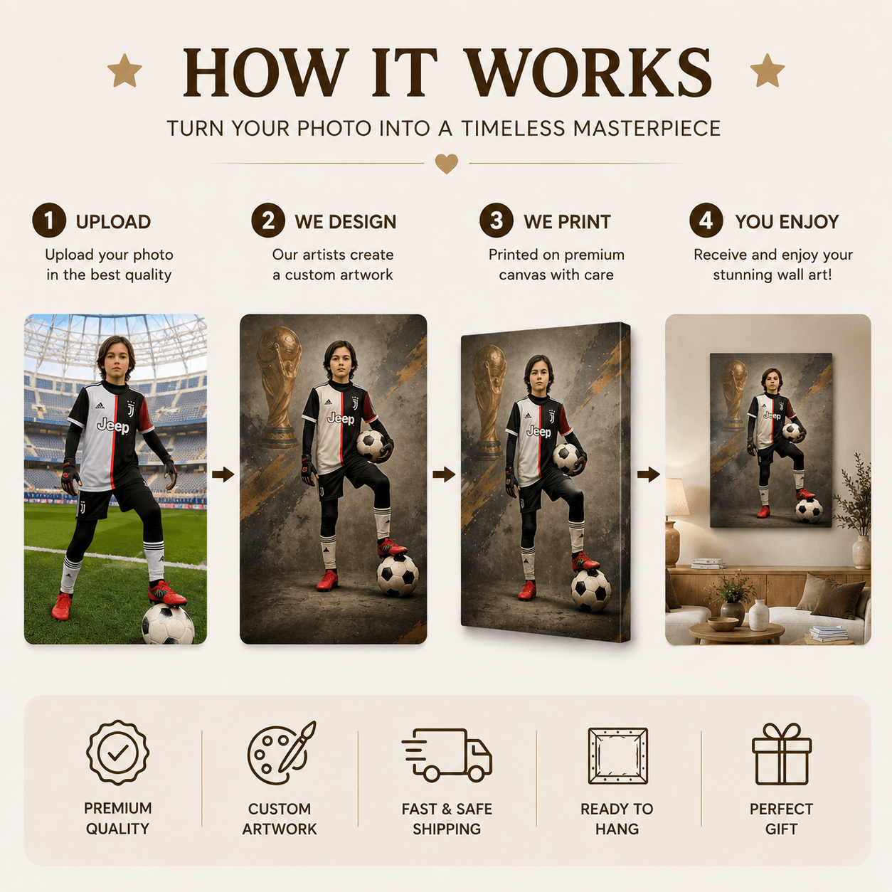Custom Soccer Kid Portrait Canvas - CustomMemoryArt