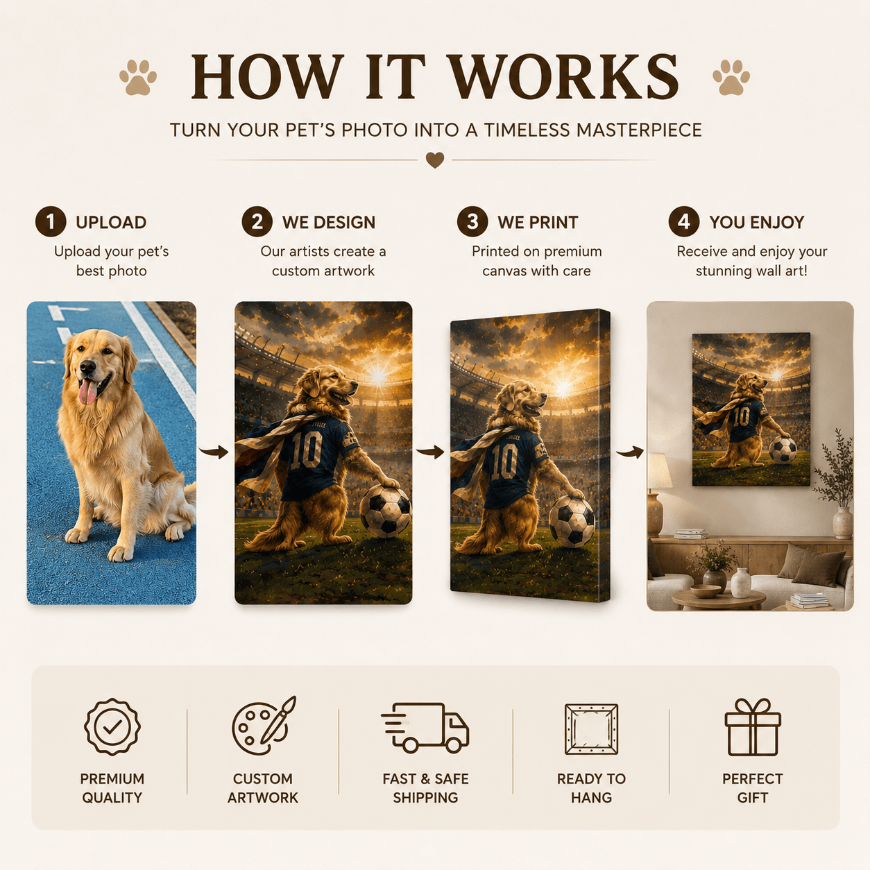 Personalized World Cup Dog & Cat Wall Art - CustomMemoryArt